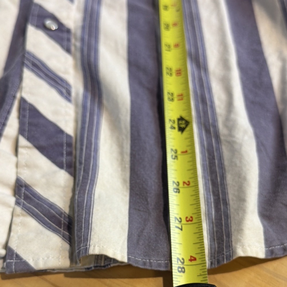 Vintage Lee Cotton Striped Purple White Button - Picture 6 of 6